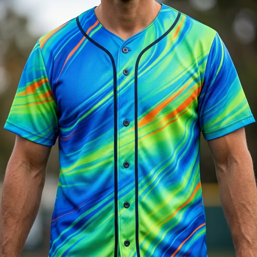 Dynamic Energy Motion Baseball Jersey with Vibrant Color Gradients