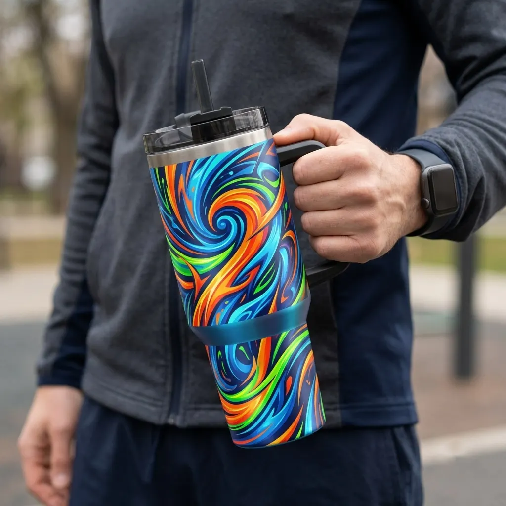Dynamic Energy Motion Abstract Tumblers for Active Lifestyles
