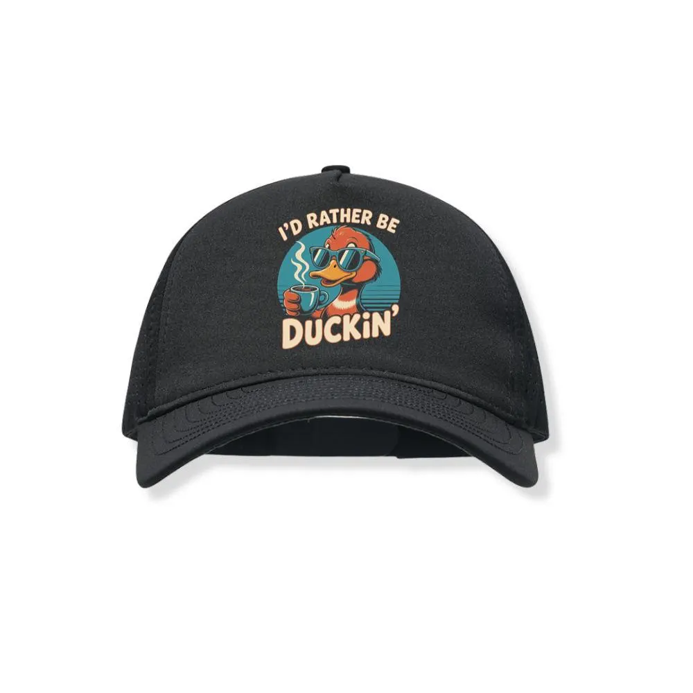 Id Rather Be Duckin Funny Duck Coffee Graphic Black Hat