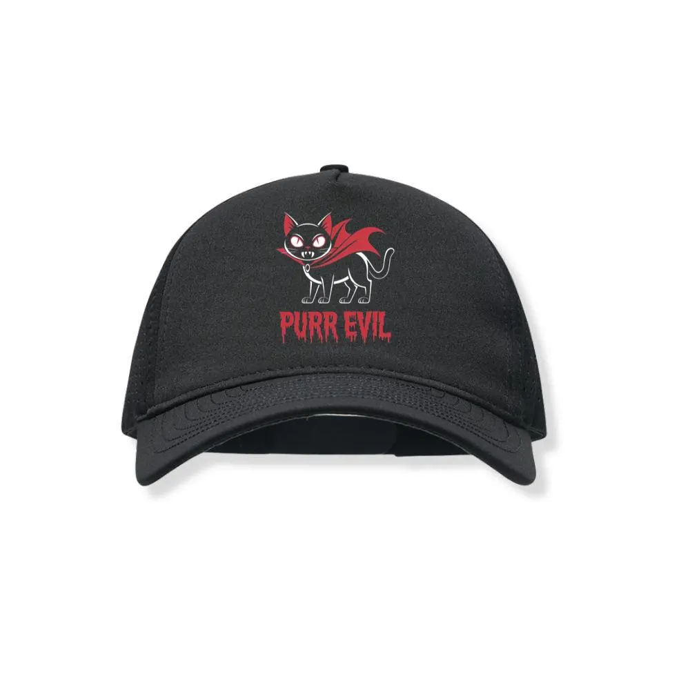 Purr Evil Cat Vampire Funny Halloween Cartoon Design Black Hat