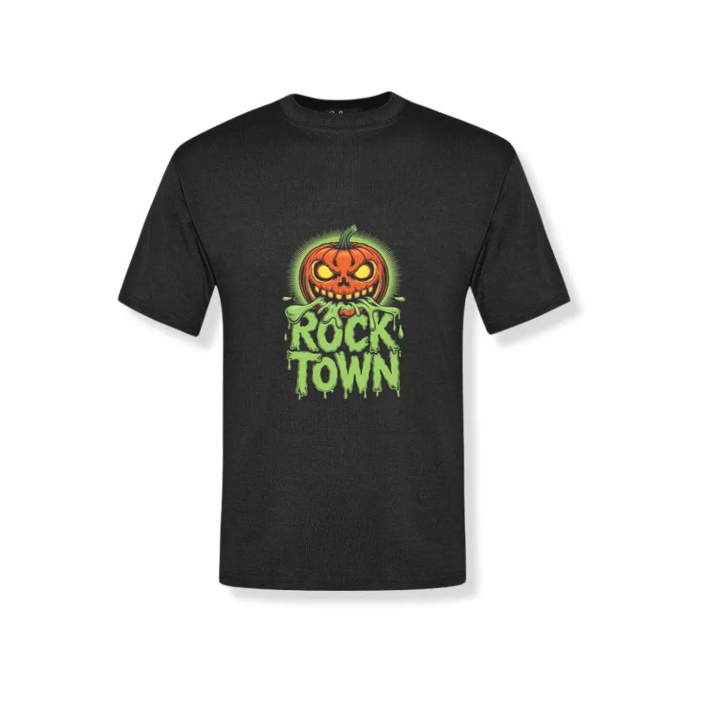 Rock Town Pumpkin Head Retro Cartoon Graphic T-Shirt