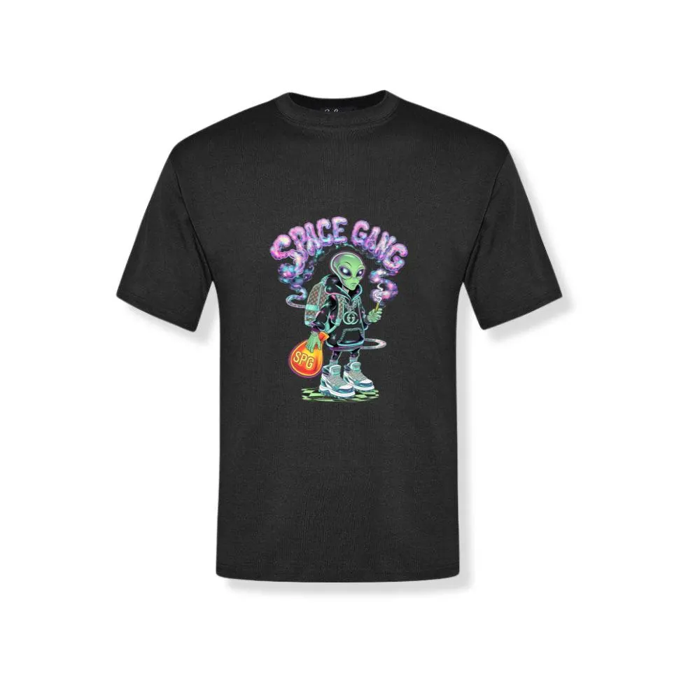 Space Gang Alien Retro Neon Cartoon Graphic T-Shirt